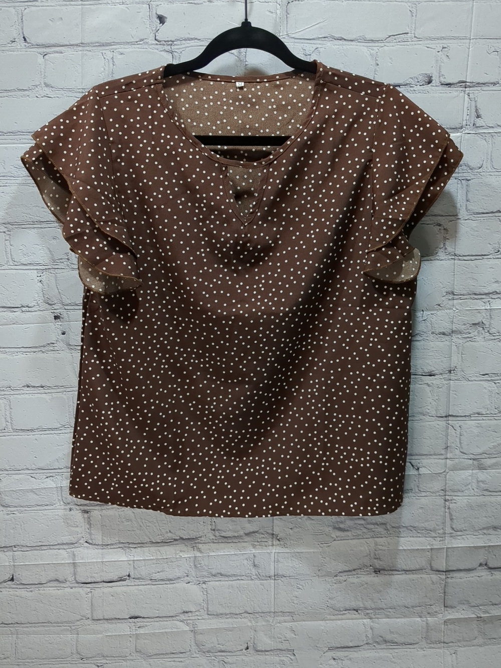 Women’s Brown Polka Dot Short Sleeve Top